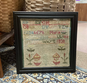 Framed Antique Needlework Sampler