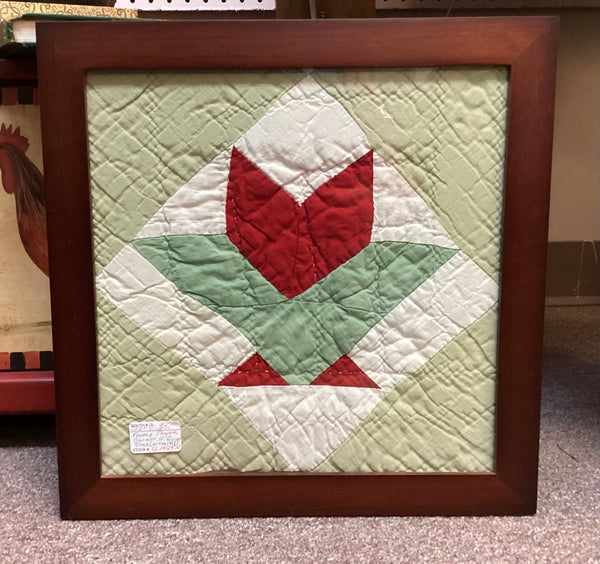 Framed 1913 Flower Basket Quilt Block
