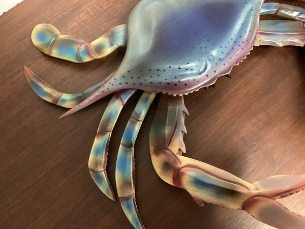 Dock Lindley Hand Carved Wood Blue Crab Wall Art