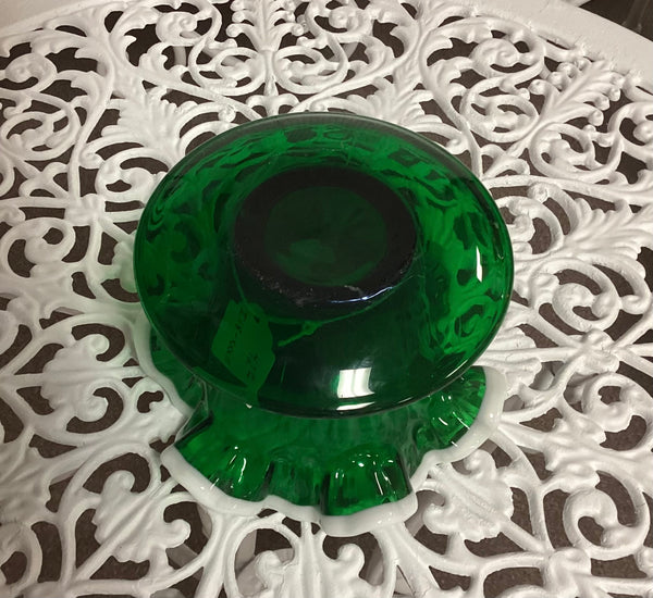 Fenton Emerald Green Snow Crest Flower Pot w/ Attached Saucer