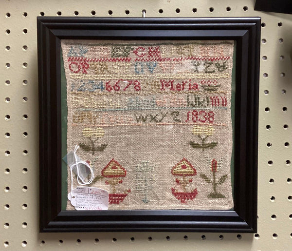 Framed Antique Needlework Sampler