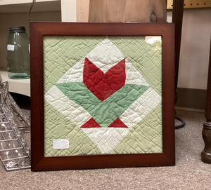Framed 1913 Flower Basket Quilt Block