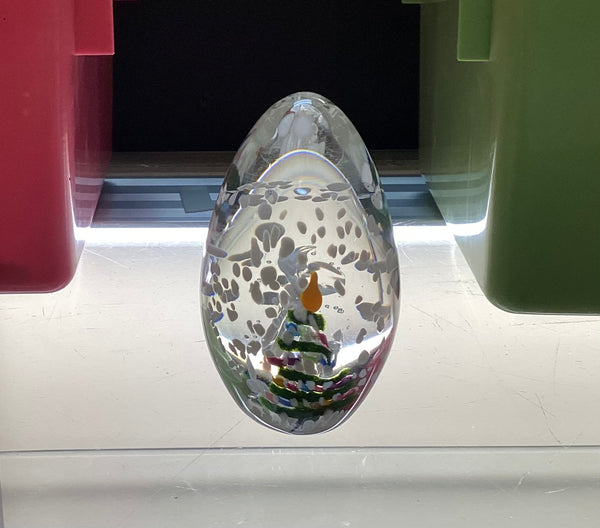 Marilyn Kimble Holt Signed 1999 Egg Shaped Art Glass Paperweight