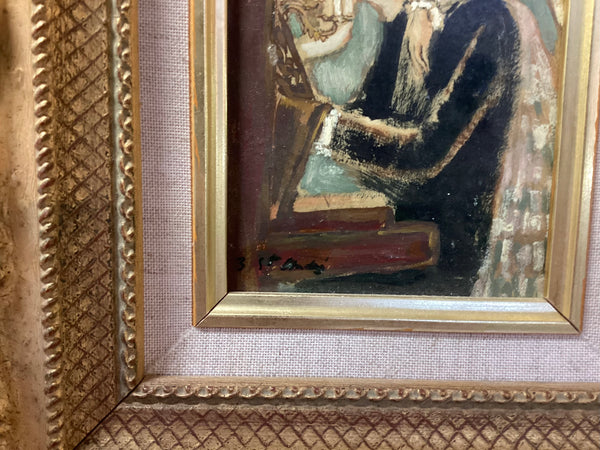Framed Louis Berthomme Saint Andre -The Piano Lesson Oil on Canvas