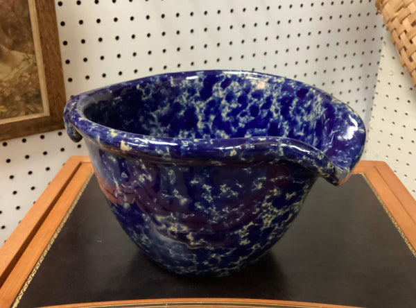 Bennington Potters Blue Agate Spongeware Batter Bowl