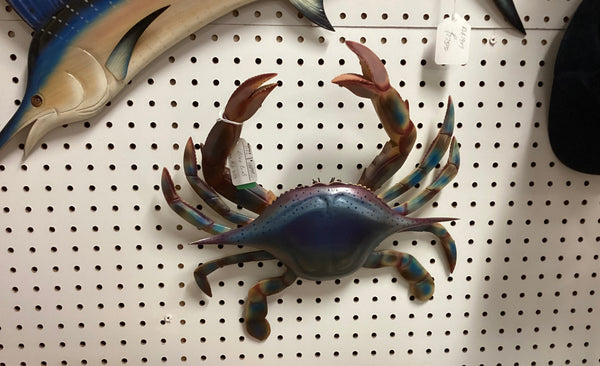 Dock Lindley Hand Carved Wood Blue Crab Wall Art