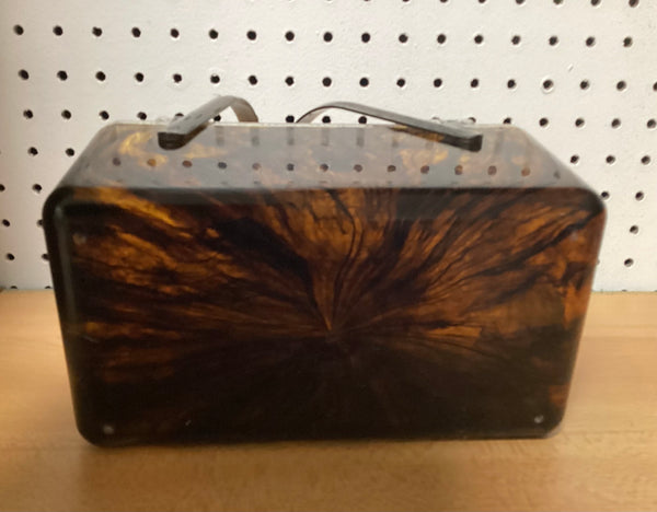 Vintage 1950's Tortoiseshell Lucite Box Purse