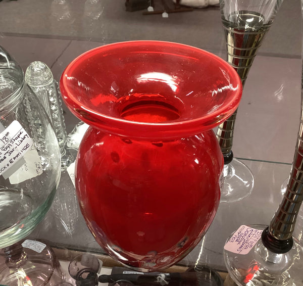 Red Millefiori Art Glass Vase