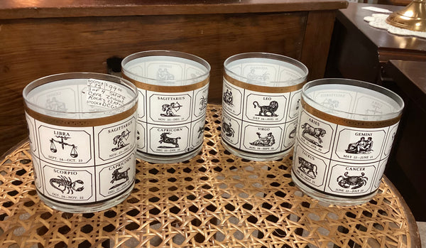 Set 4 Cera Zodiac On the Rocks Glasses