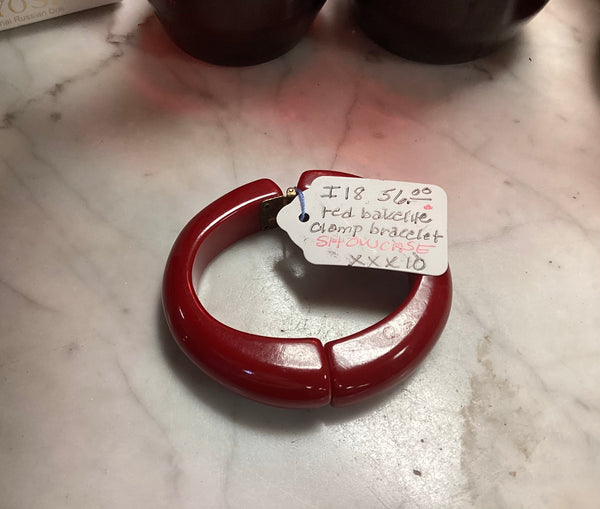 Vintage Red Bakelite Clamp Bracelet