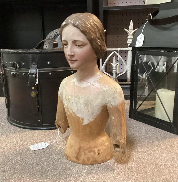 Antique Wooden Santos Doll Bust