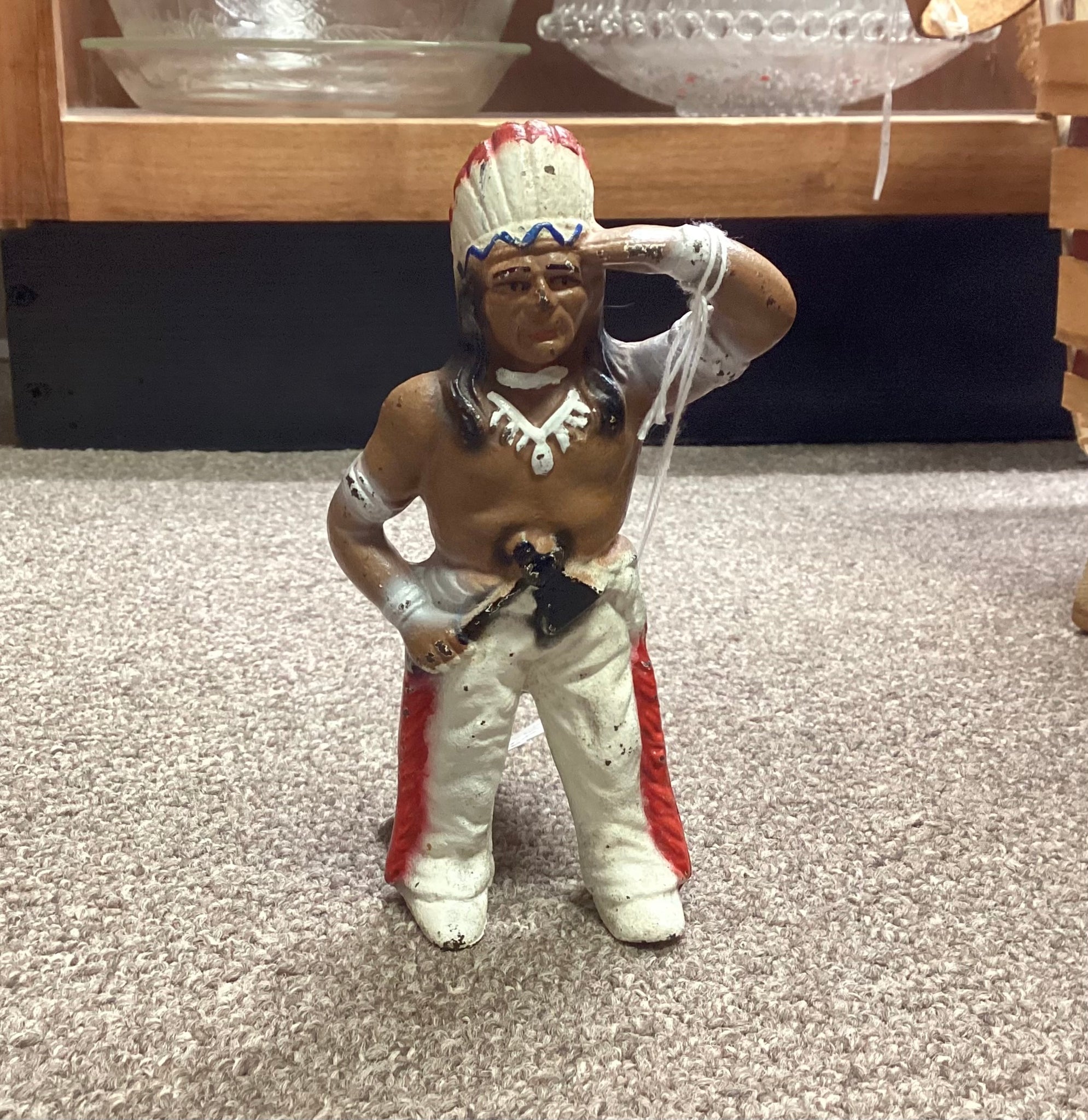 Hubley Vintage 1930's Painted Cast Iron American Indian Coin Bank