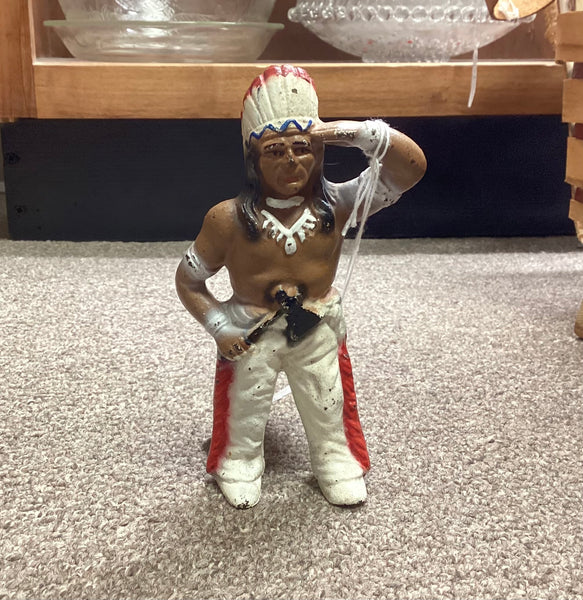 Hubley Vintage 1930's Painted Cast Iron American Indian Coin Bank