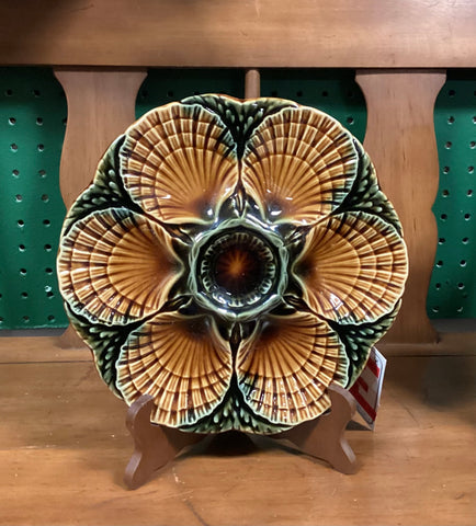 Sarreguemines Barbotine French Majolica Oyster Plate