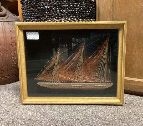 Sailing Ship String Art in Shadow Box Frame