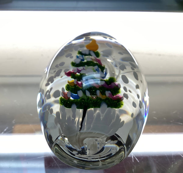 Marilyn Kimble Holt Signed 1999 Egg Shaped Art Glass Paperweight