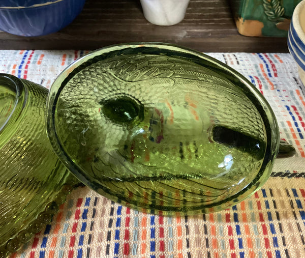 Indiana Glass Hen on Nest Dish Olive Green