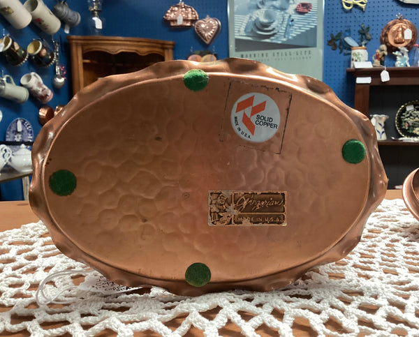 Vintage 1940's Copper Humidor w/ Pipe Rest & Tray