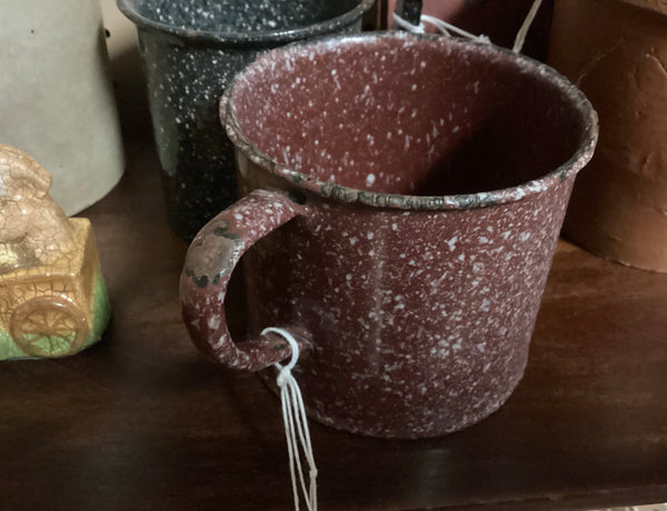 Vintage Brown Graniteware Cup