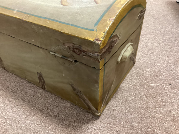 Painted Wooden Hump Back Trunk
