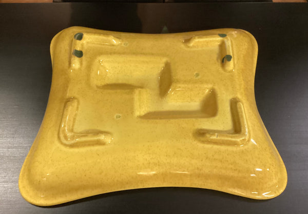 Mid Century Modern Yellow & Green Ceramic Ashtray