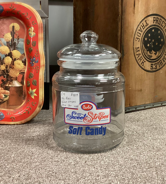 Bobs Sweet Stripes Soft Candy 80th Anniversary Commemorative Store Jar