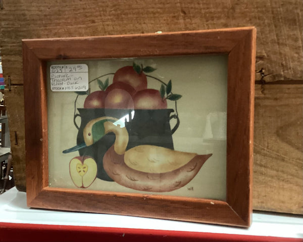 Framed 8" x 6" Theorem Painting Duck with Apples