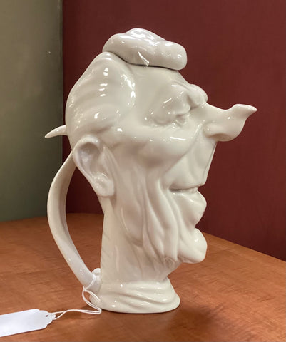 President Ronald Reagan White Ceramic Caricature Teapot by Hall 3099