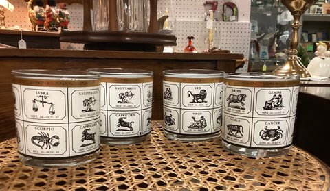 Set 4 Cera Zodiac On the Rocks Glasses