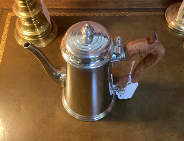 Colonial Williamsburg Foundation Stieff Brown Handle Pewter Coffee Pot