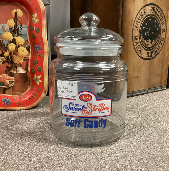 Bobs Sweet Stripes Soft Candy 80th Anniversary Commemorative Store Jar