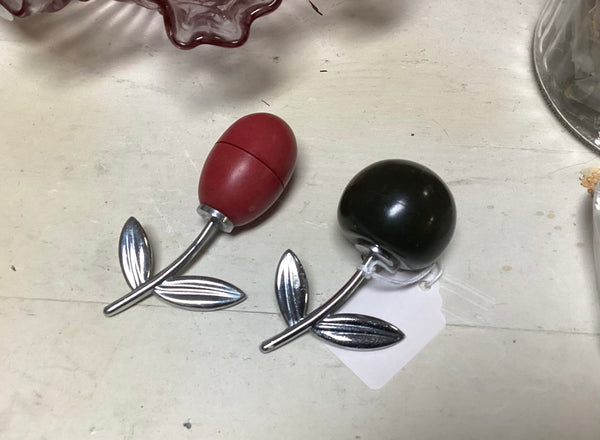 Bakelite Fruit w/ Metal Stems Salt & Pepper Shaker Set
