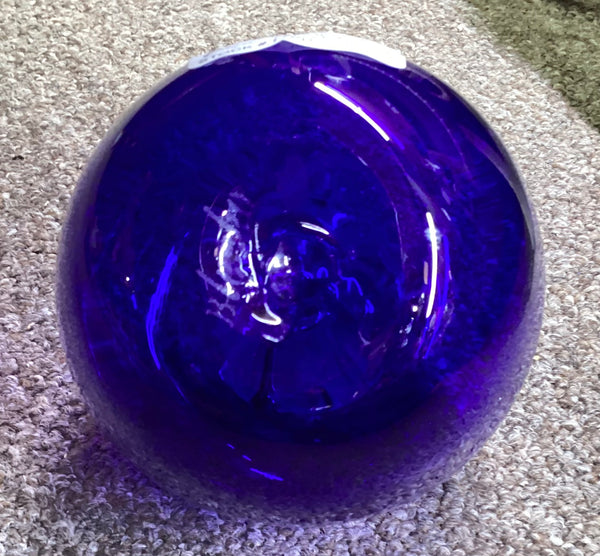 Blenko Cobalt Blue Blown Glass Apple Paperweight