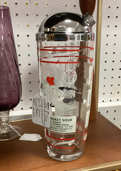 Continental Can Company Sports Themed Glass Cocktail Shaker