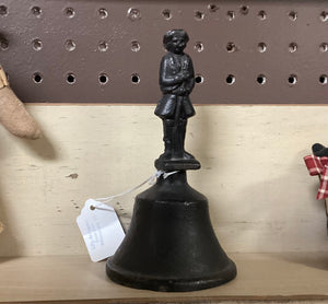 Black Cast Iron Hand Bell w/ Colonial Soldier Handle