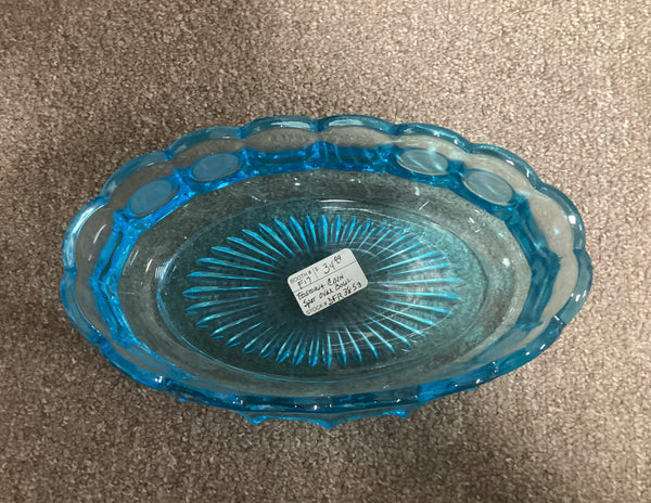 Fostoria Dark Blue Coin Glass 9" Oval Bowl