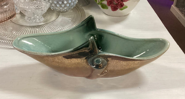 Vintage Hull 71 Gold Luster Parchment Console Planter