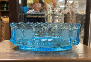 Fostoria Dark Blue Coin Glass 9" Oval Bowl