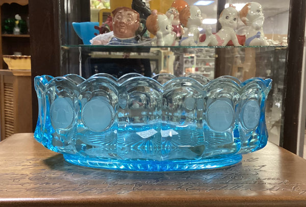 Fostoria Dark Blue Coin Glass 9" Oval Bowl
