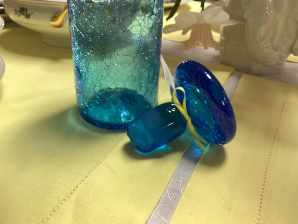Blenko Blue Crackle Glass Decanter