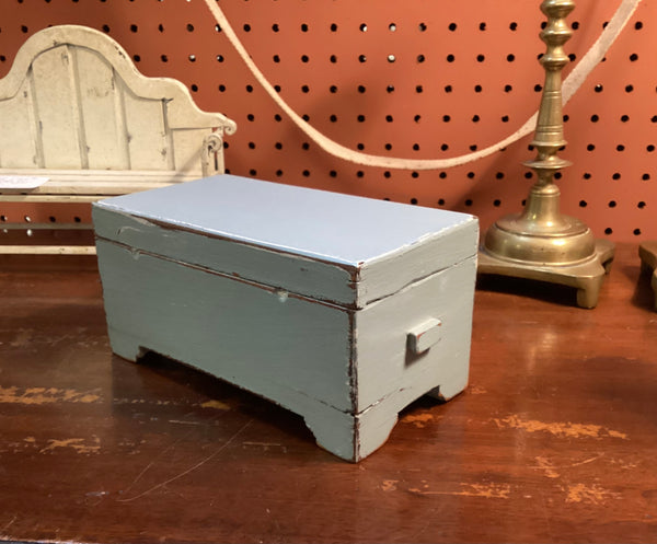 Miniature 19th Century Antique Painted Wood Blanket Box