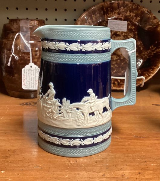 Copeland Spode Jasperware Fox Hunt Pitcher