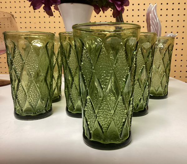 Set of 8 Avocado Green Kimberly Glasses