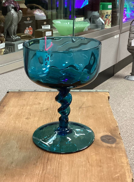 Empoli Peacock Blue Pedestal Compote