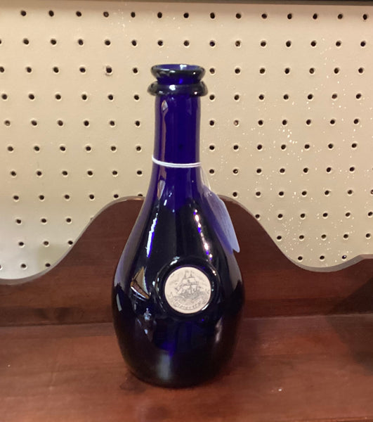 Shelton Glassworks 2007 Jamestown Discovery Commemorative Cobalt Blue Hand Blown Glass Bottle