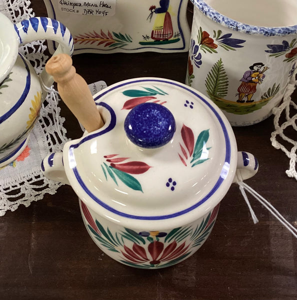 Quimper Pottery Mistral Blue Jam Jar
