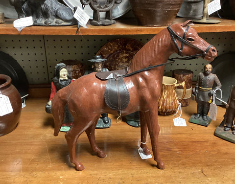 Vintage Leather Wrapped Horse Figure