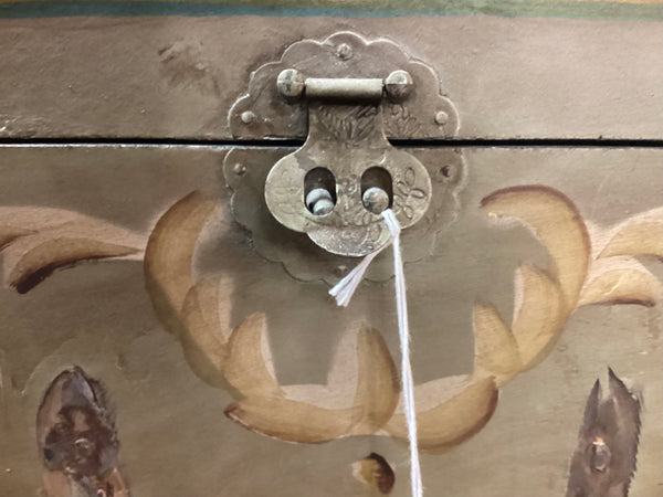 Painted Wooden Hump Back Trunk