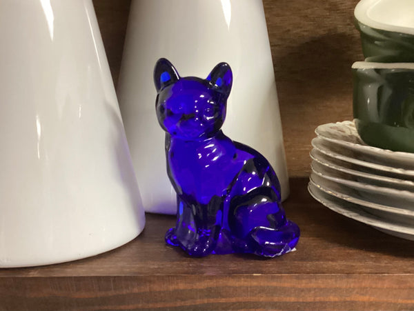 Fenton Cobalt Blue Sitting Cat Figurine