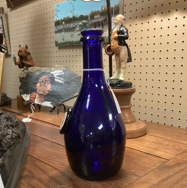 Shelton Glassworks 2007 Jamestown Discovery Commemorative Cobalt Blue Hand Blown Glass Bottle